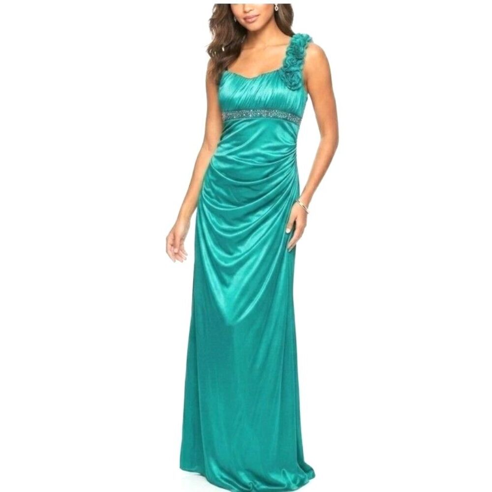 CITY TRIANGLES Dress Prom Formal Gown Green Jewels Women Junior Size 7 S/M NEW